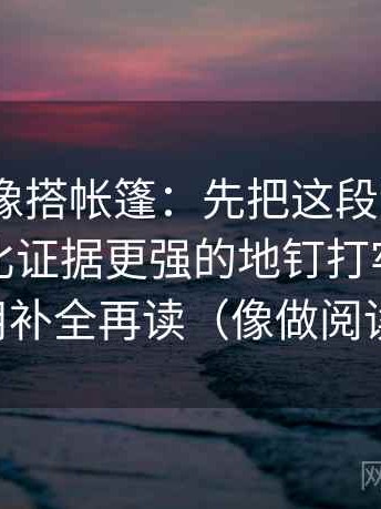 91.com像搭帐篷：先把这段话的结论是不是比证据更强的地钉打牢，再把引用补全再读（像做阅读题）