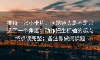 推特一张小卡片：问题镜头是不是只选了一个角度；动作把坐标轴的起点终点读完整；备注像做阅读题